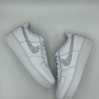 Custom Air Force 1 White With Rhinestones And Heart Patterns