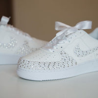 Custom Air Force 1 White With Rhinestones And Pearls And Personalized Name