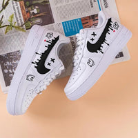 Custom Air Force 1 White With Smiley Face And Dripping Swoosh