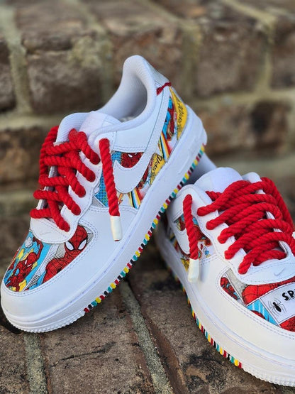 Custom Air Force 1 White With Spider - Man Comic Pattern