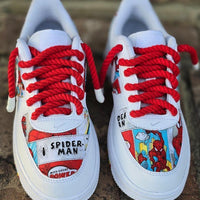 Custom Air Force 1 White With Spider - Man Comic Pattern
