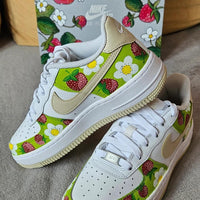Custom Air Force 1 White With Strawberries And Daisies