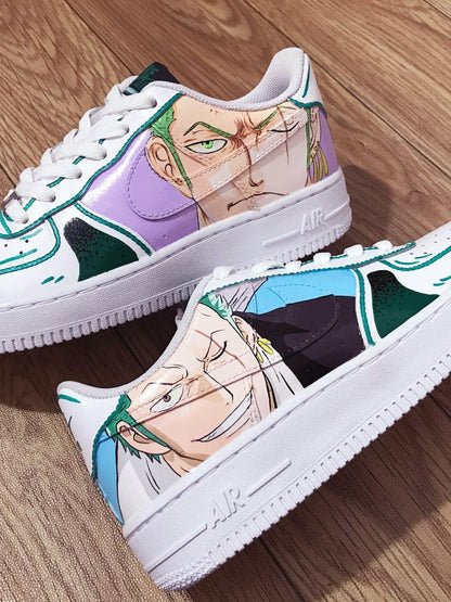 Custom Air Force 1 White With Zoro Anime Character Design