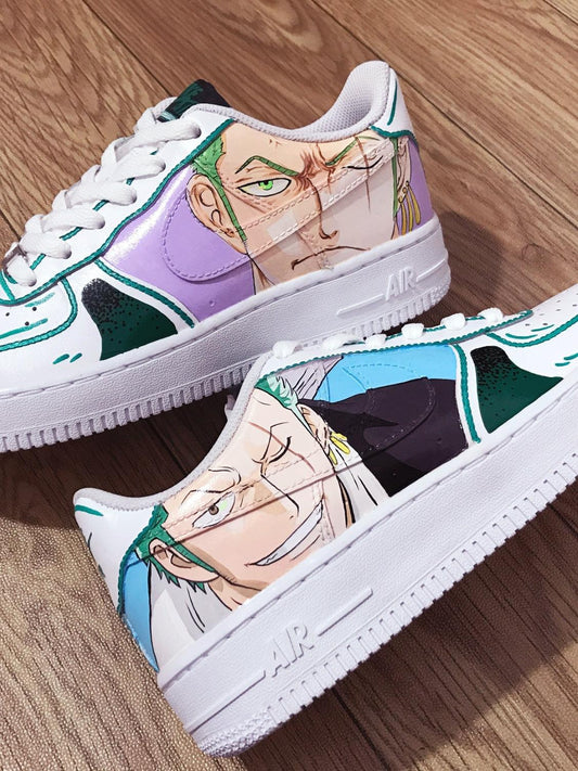 Custom Air Force 1 White With Zoro Anime Character Design