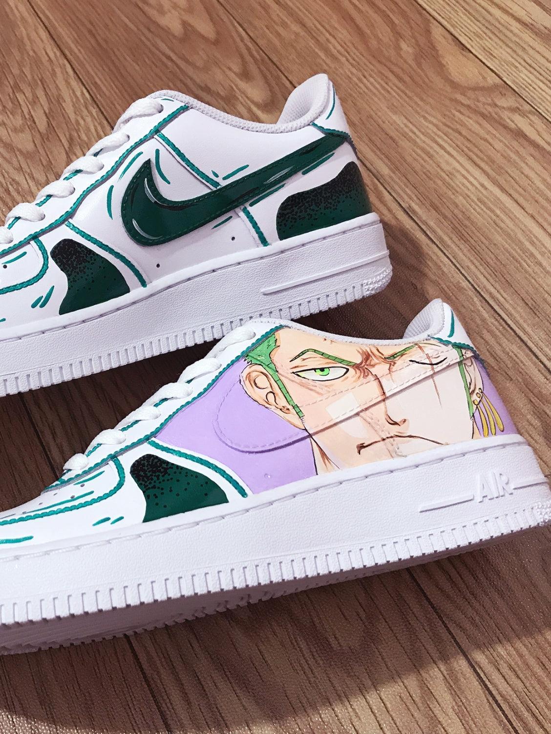 Custom Air Force 1 White With Zoro Anime Character Design