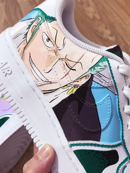 Custom Air Force 1 White With Zoro Anime Character Design