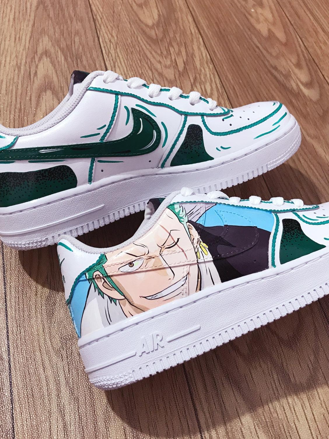 Custom Air Force 1 White With Zoro Anime Character Design