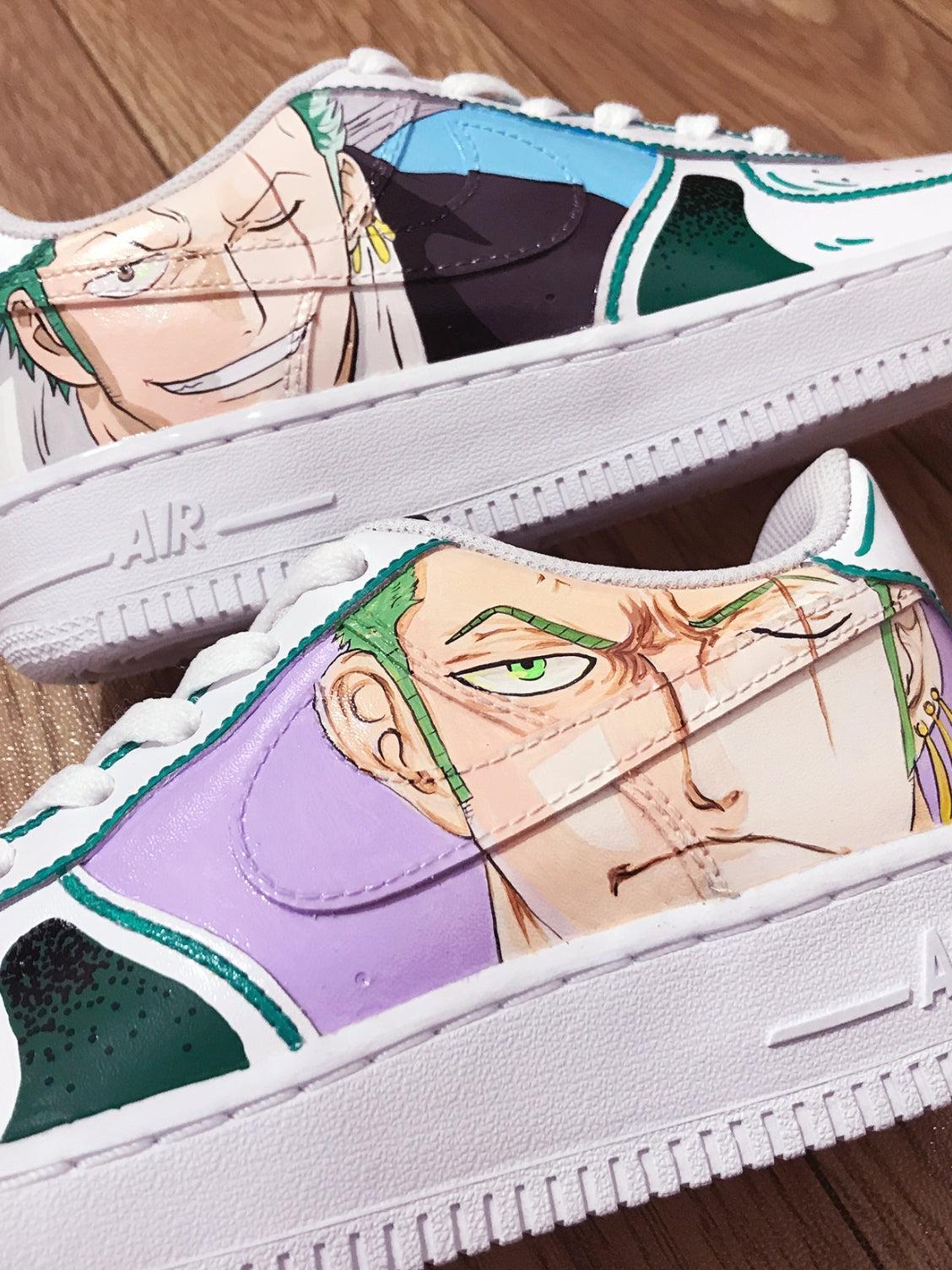 Custom Air Force 1 White With Zoro Anime Character Design