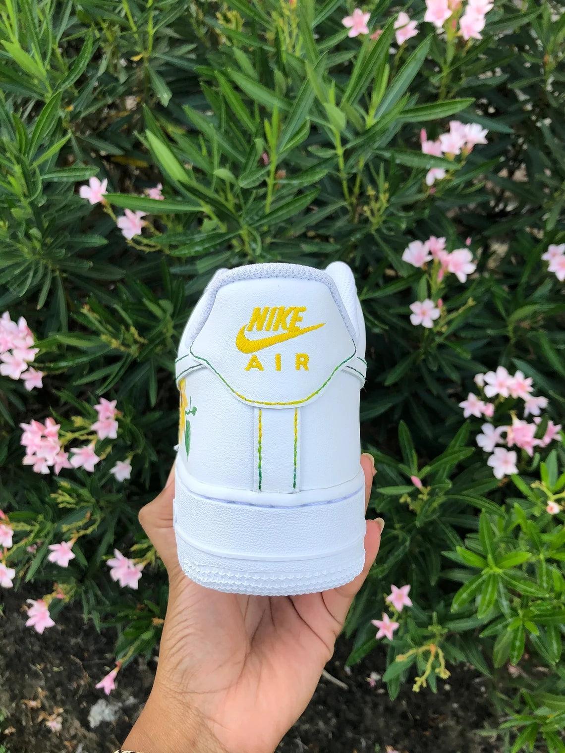 Custom Air Force 1 White Yellow Sunflower Pattern