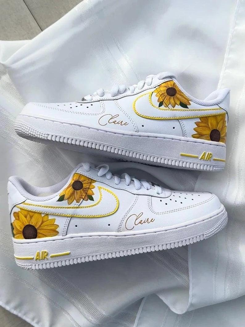 Custom Air Force 1 White Yellow Sunflower
