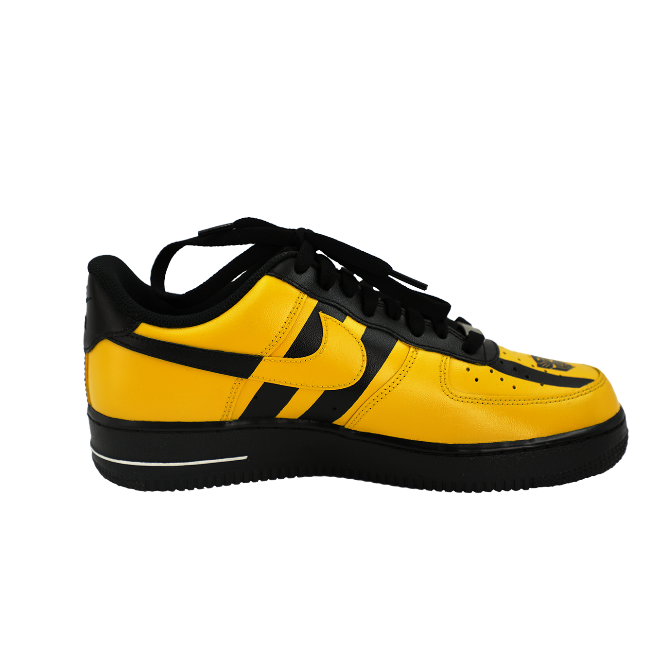 Custom Air Force 1 Yellow Black Stripes And Logo