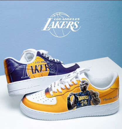 Custom Air Force 1 Yellow Purple Lakers Kobe Bryant Graphic