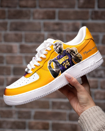 Custom Air Force 1 Yellow Purple Lakers Kobe Bryant Graphic