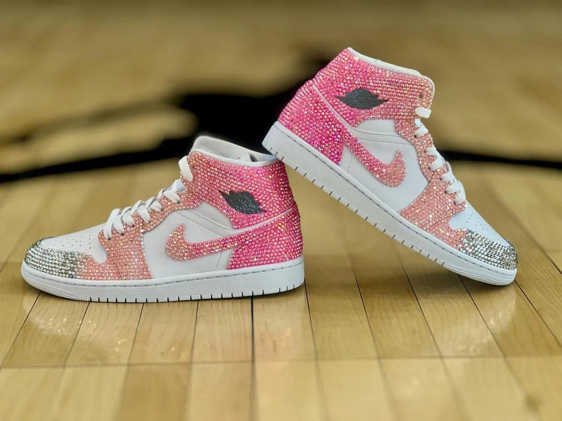 Custom Air Jordan 1 Baby Pink Rhinestone