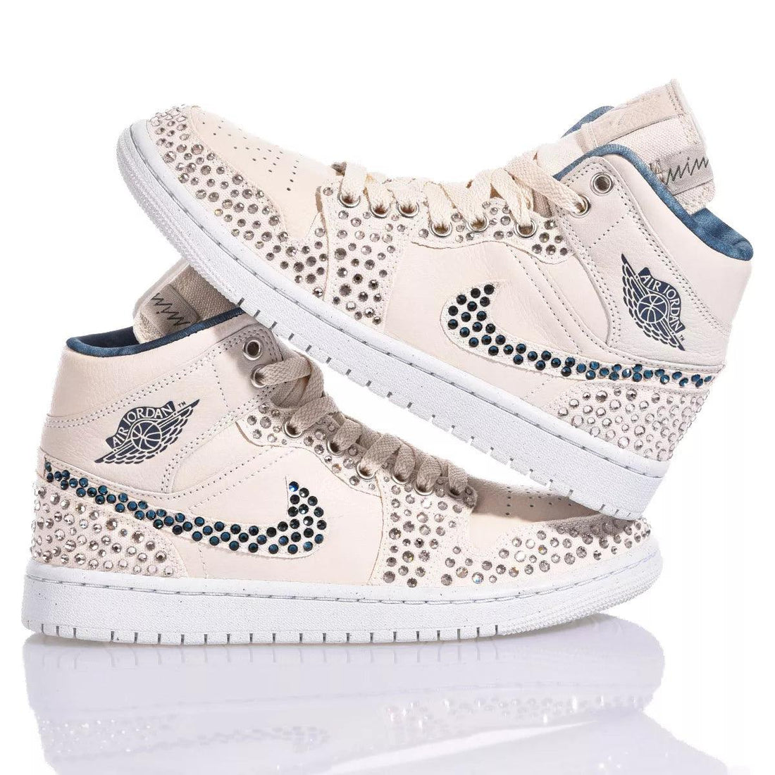 Custom Air Jordan 1 Beige With Rhinestones