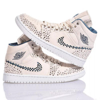 Custom Air Jordan 1 Beige With Rhinestones