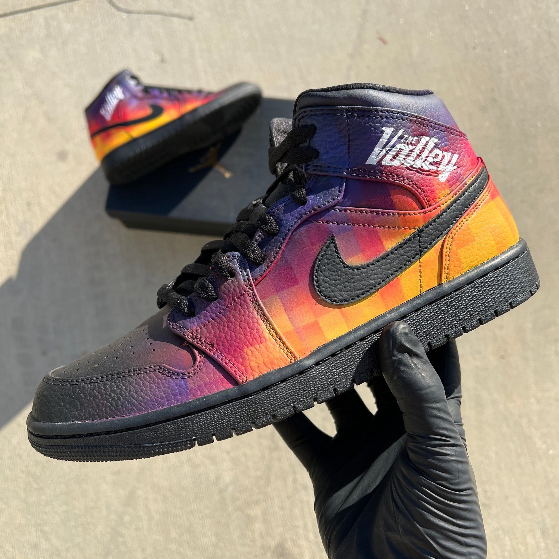 Custom Air Jordan 1 Black and Multicolor Checkered