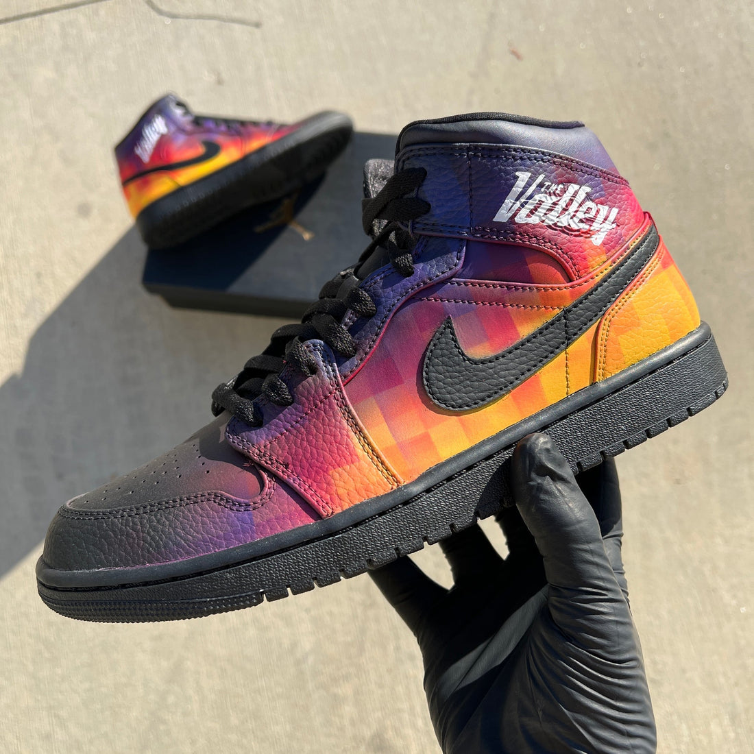 Custom Air Jordan 1 Black and Multicolor Checkered