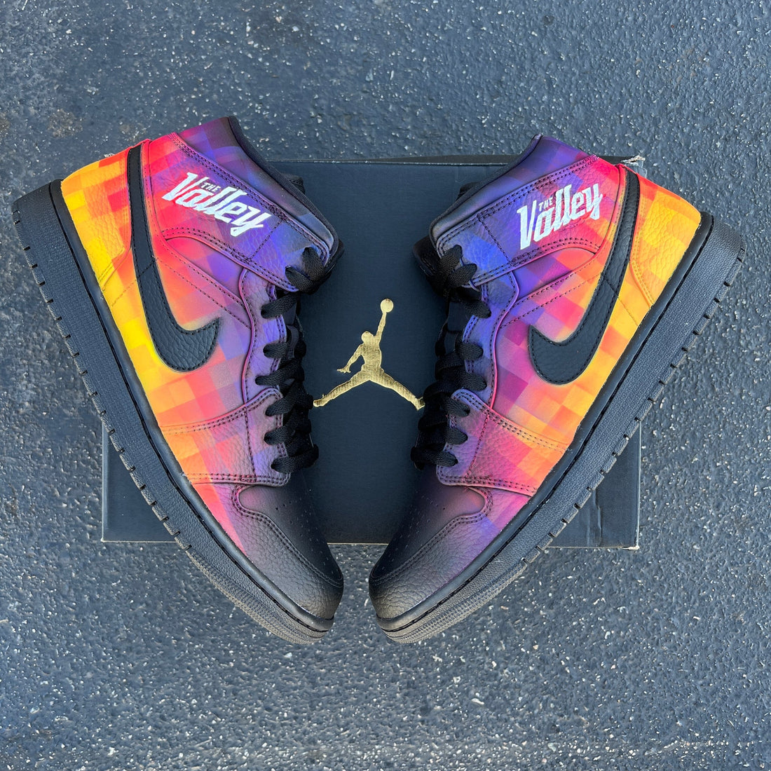 Custom Air Jordan 1 Black and Multicolor Checkered