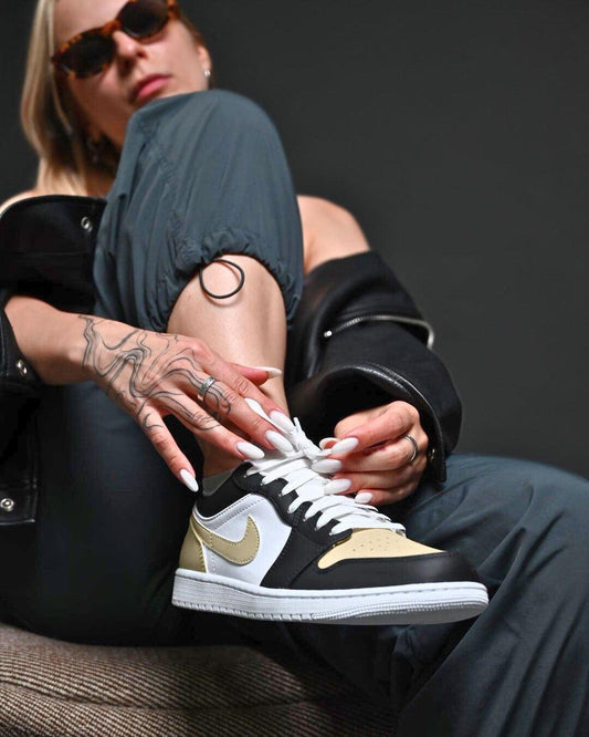 Custom Air Jordan 1 Black White And Gold