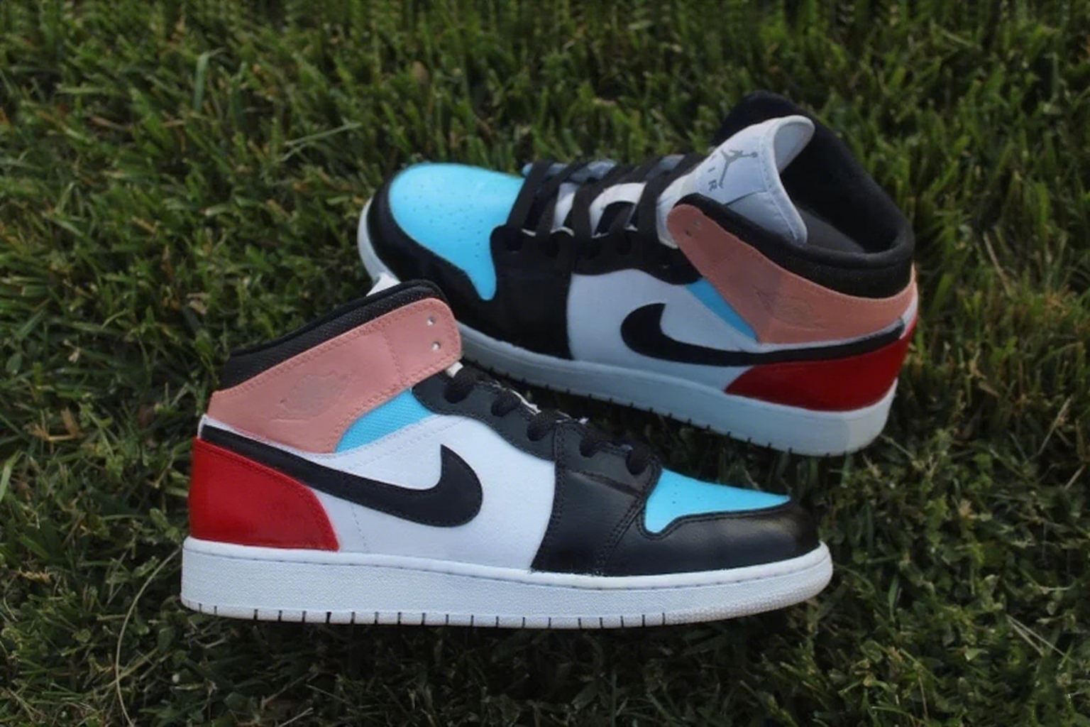 Custom Air Jordan 1 Blue Pink Black Red Color