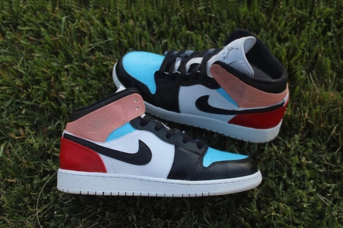 Custom Air Jordan 1 Blue Pink Black Red Color