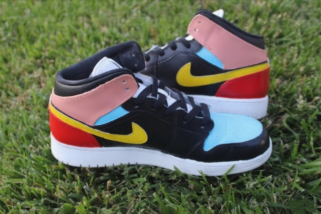 Custom Air Jordan 1 Blue Pink Black Red Color