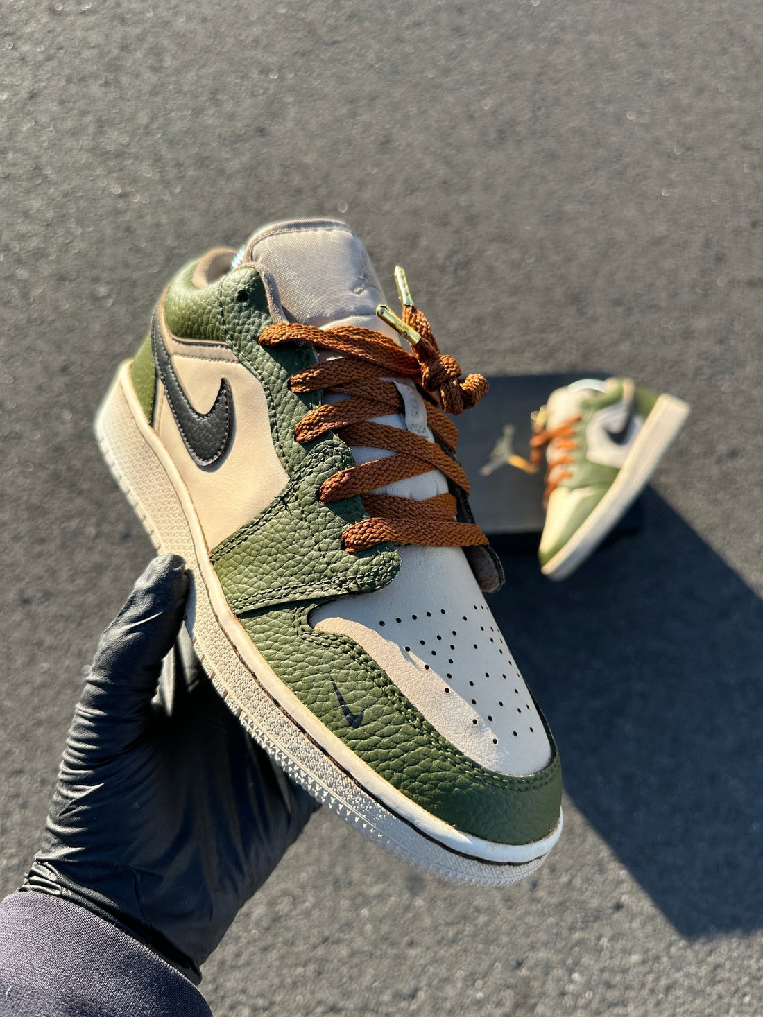 Custom Air Jordan 1 Green And Beige