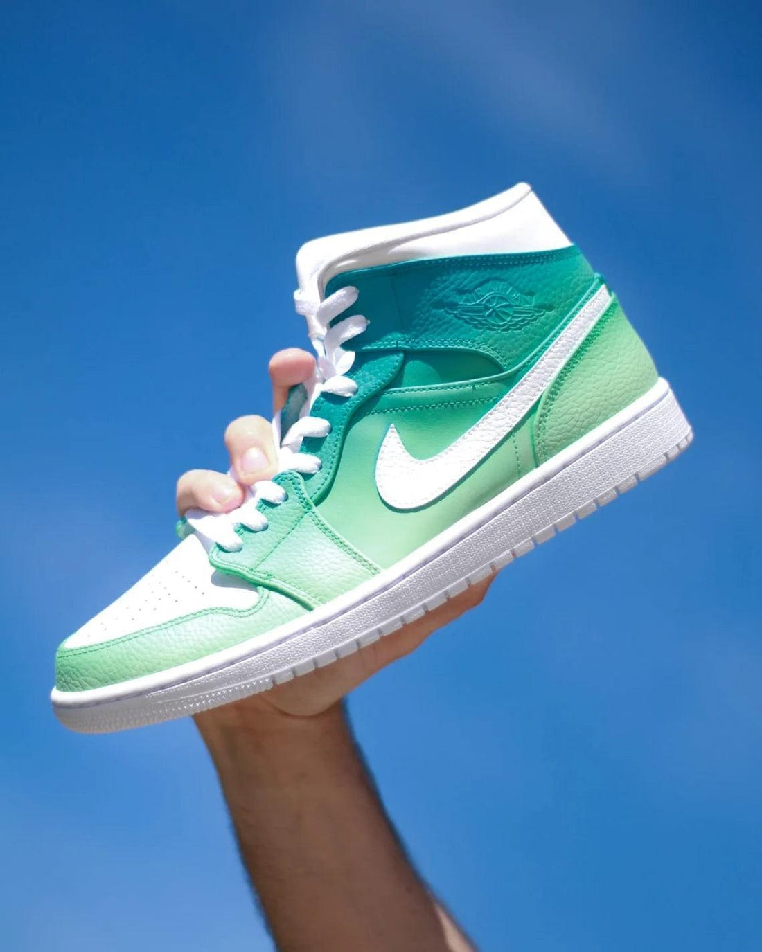 Custom Air Jordan 1 Green White Ombre
