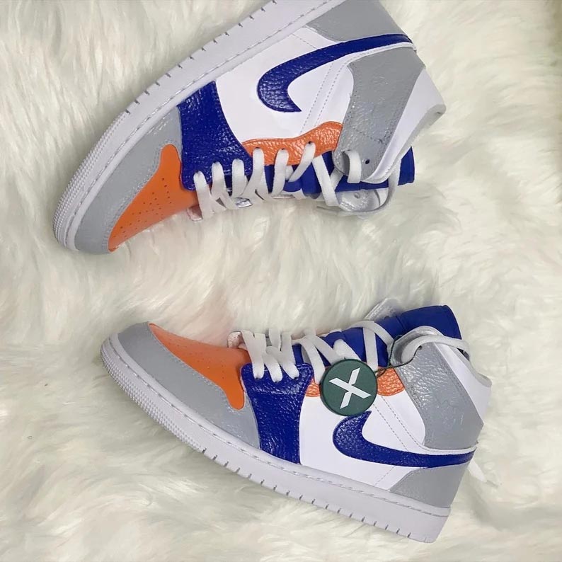 Custom Air Jordan 1 Grey Blue Orange