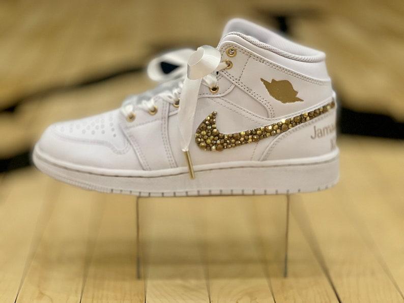 Custom Air Jordan 1 Light Grey With Gold Glitter
