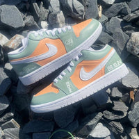 Custom Air Jordan 1 Mint Orange Heart - themed Design