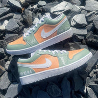 Custom Air Jordan 1 Mint Orange Heart - themed Design