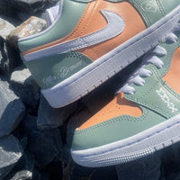 Custom Air Jordan 1 Mint Orange Heart - themed Design