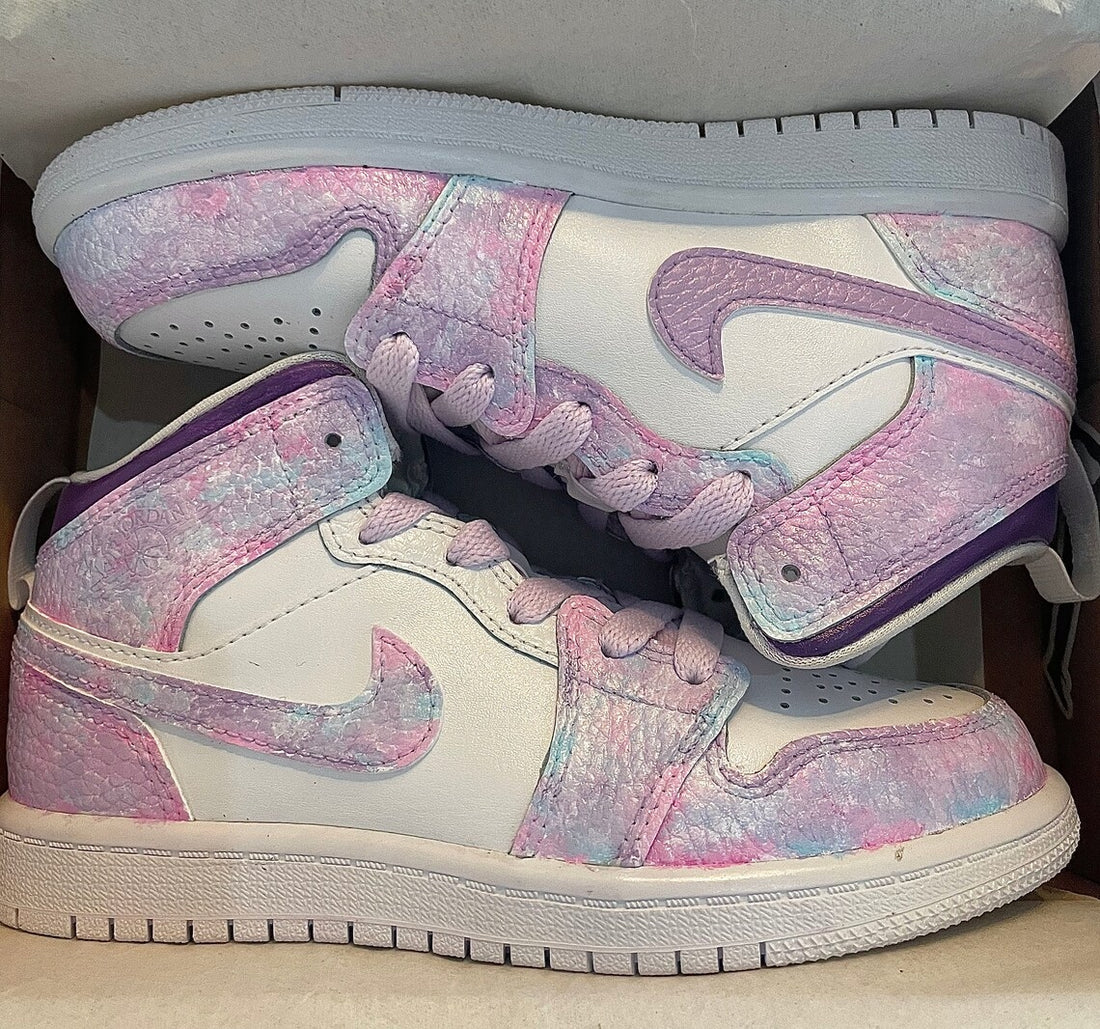 Custom Air Jordan 1 Pink And Lilac Tie - Dye