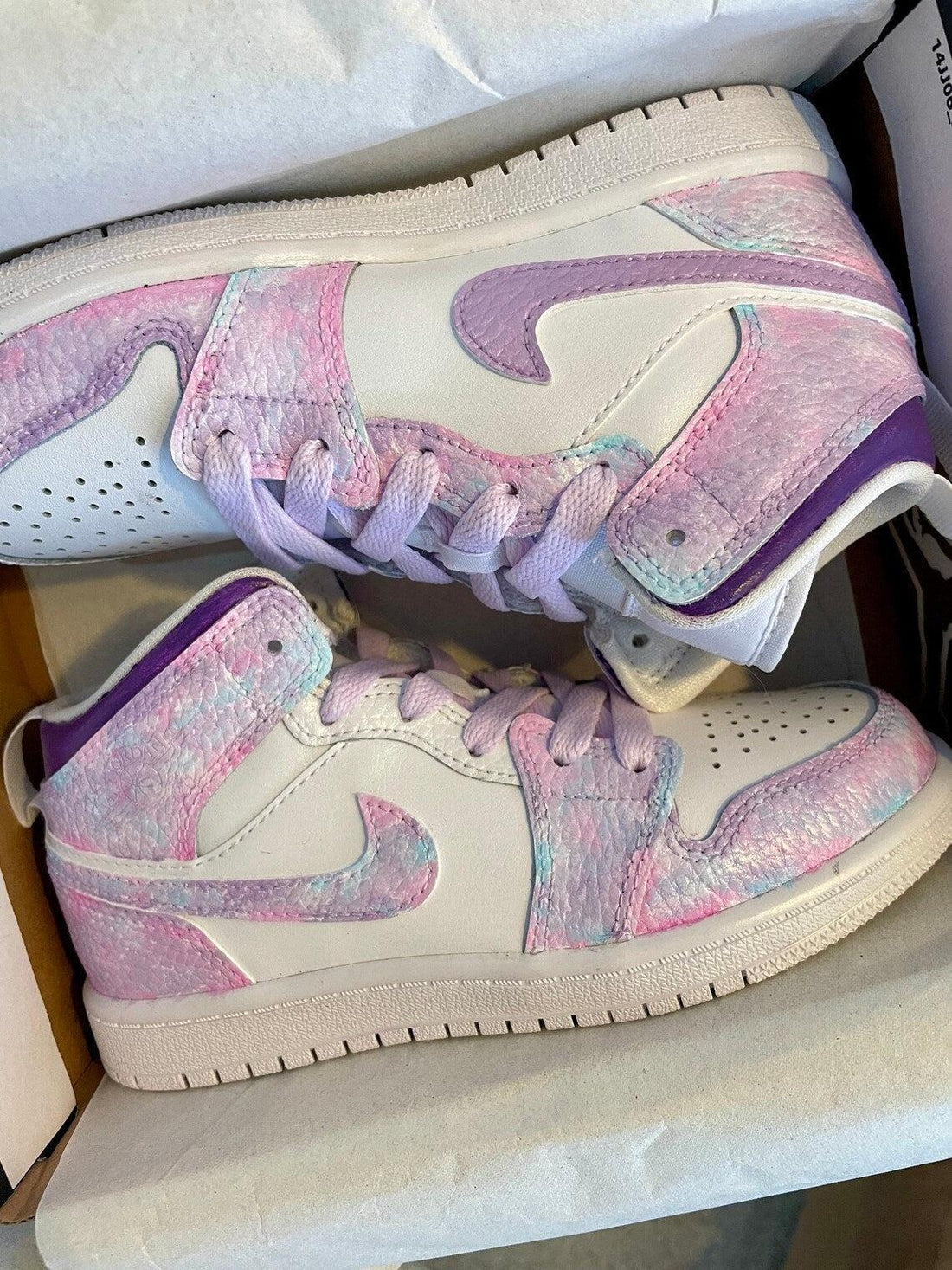 Custom Air Jordan 1 Pink And Lilac Tie - Dye