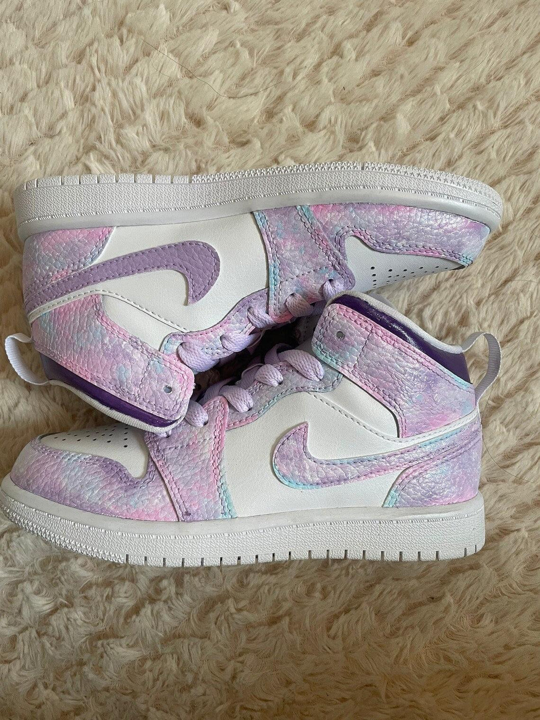 Custom Air Jordan 1 Pink And Lilac Tie - Dye