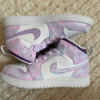 Custom Air Jordan 1 Pink And Lilac Tie - Dye