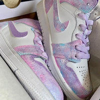 Custom Air Jordan 1 Pink And Lilac Tie - Dye