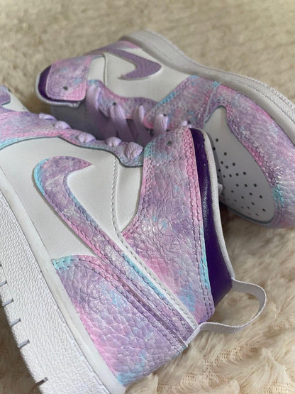 Custom Air Jordan 1 Pink And Lilac Tie - Dye
