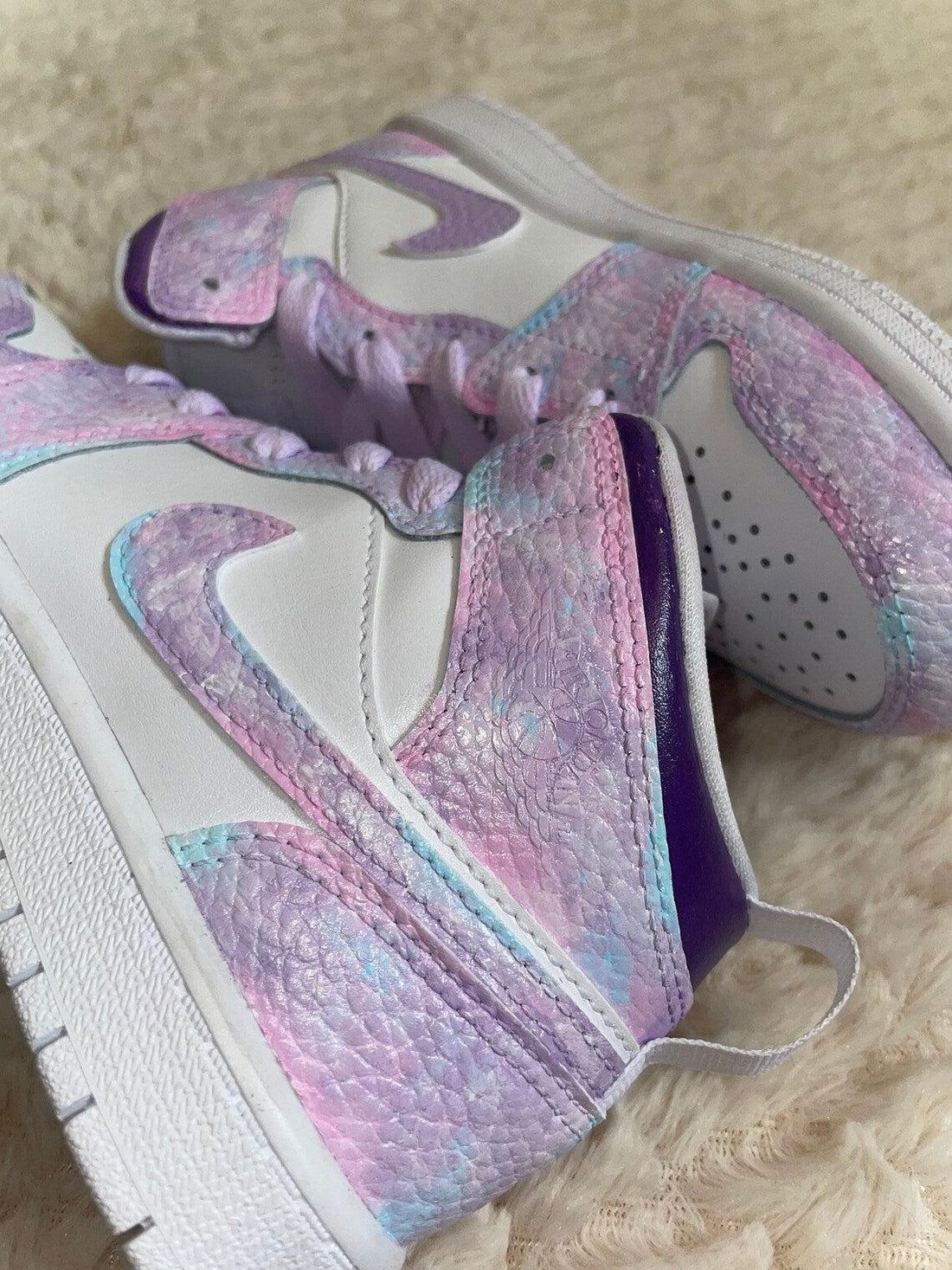 Custom Air Jordan 1 Pink And Lilac Tie - Dye