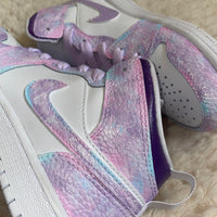 Custom Air Jordan 1 Pink And Lilac Tie - Dye