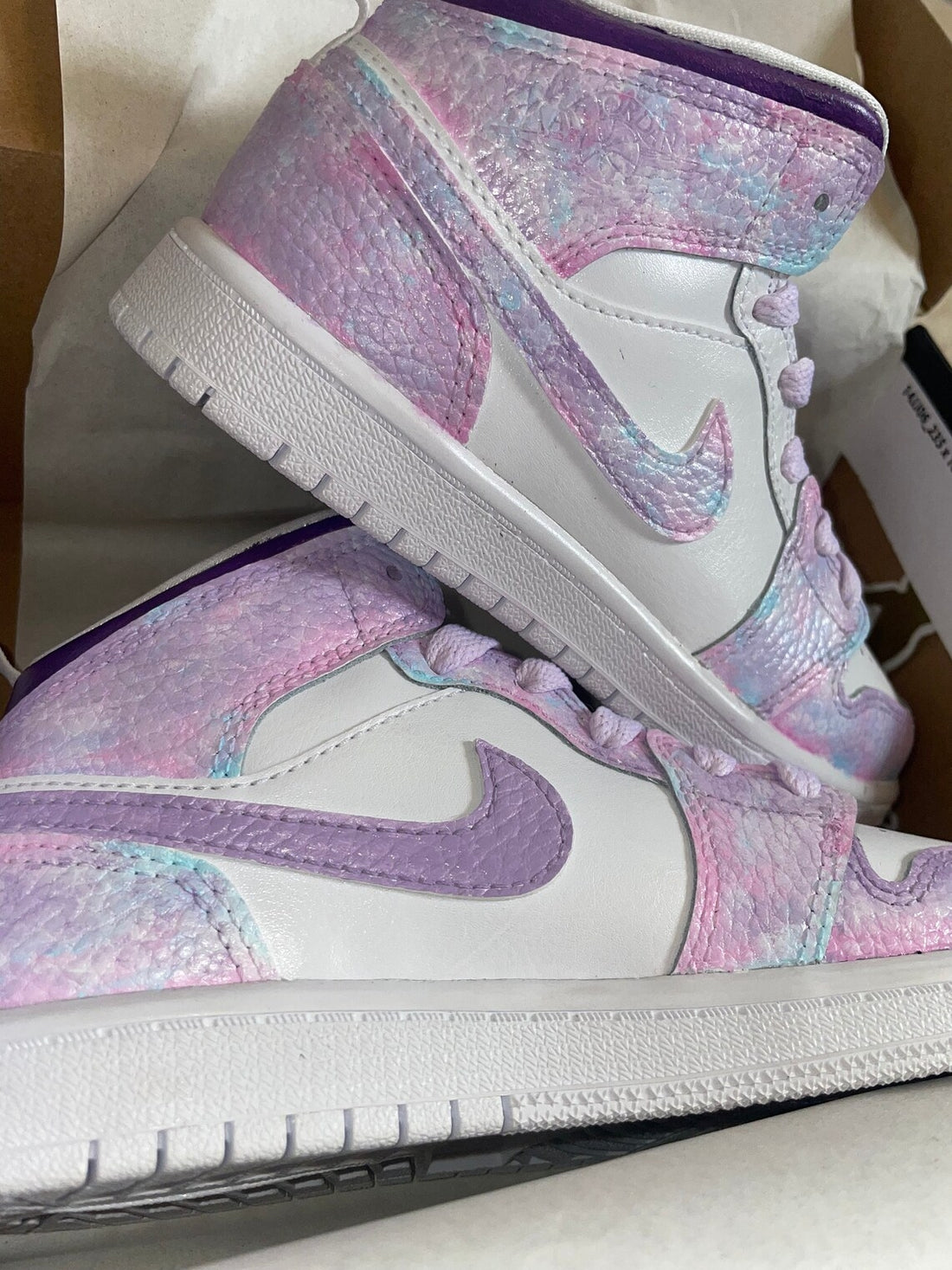 Custom Air Jordan 1 Pink And Lilac Tie - Dye
