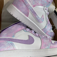 Custom Air Jordan 1 Pink And Lilac Tie - Dye