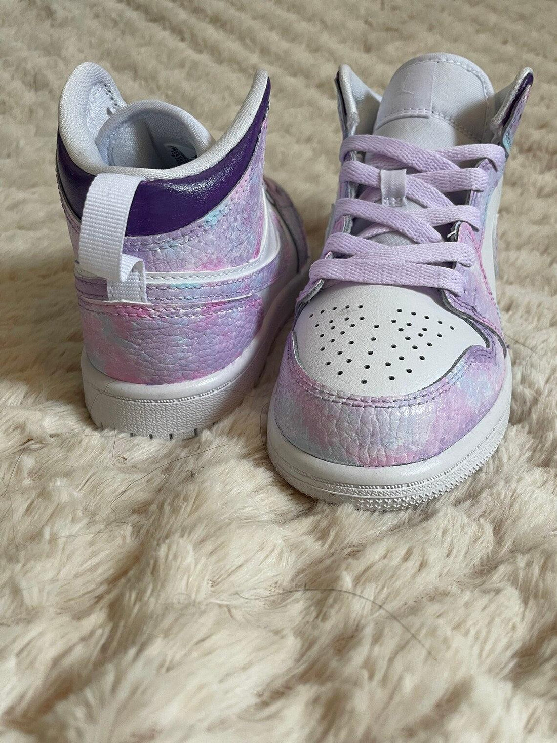 Custom Air Jordan 1 Pink And Lilac Tie - Dye