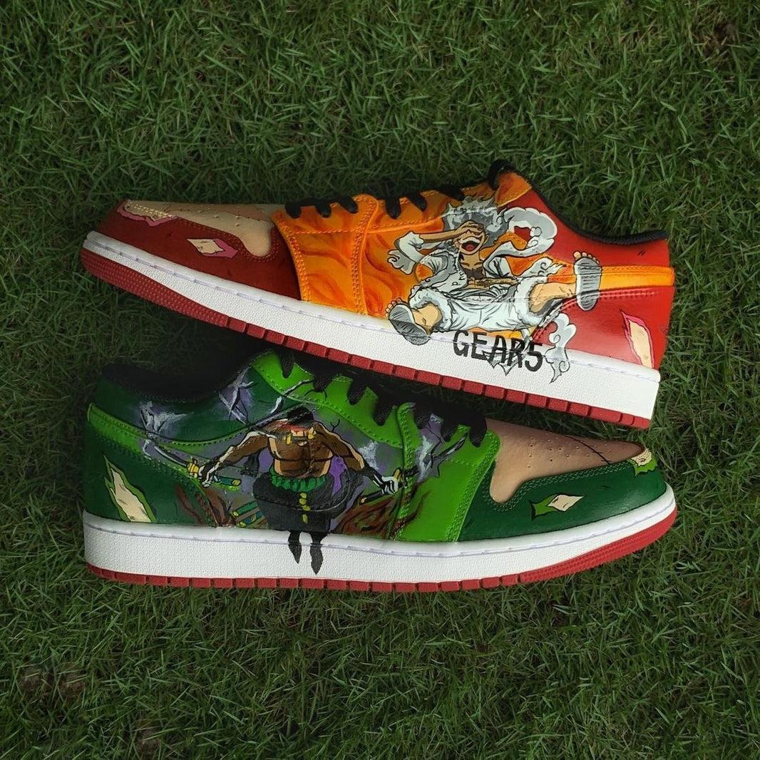 Custom Air Jordan 1 Red Green One Piece Theme
