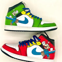 Custom Air Jordan 1 Red Green White Mario Theme
