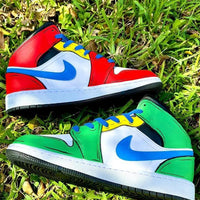 Custom Air Jordan 1 Red Green White Mario Theme