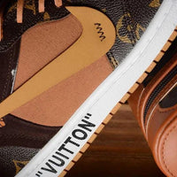 Custom Air Jordan 1 Travis Scott Dark Brown Orange LV Pattern