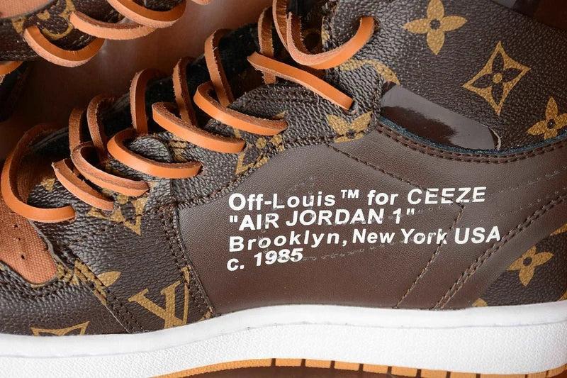 Custom Air Jordan 1 Travis Scott Dark Brown Orange LV Pattern